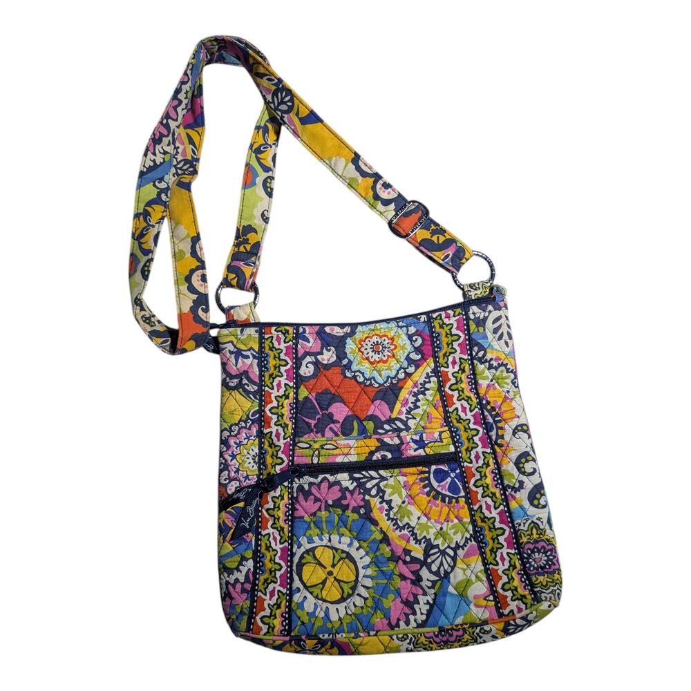 Vtg Y2K Vera Bradley Rio Colorful Floral Quilted Hipster Swing Crossbody Bag